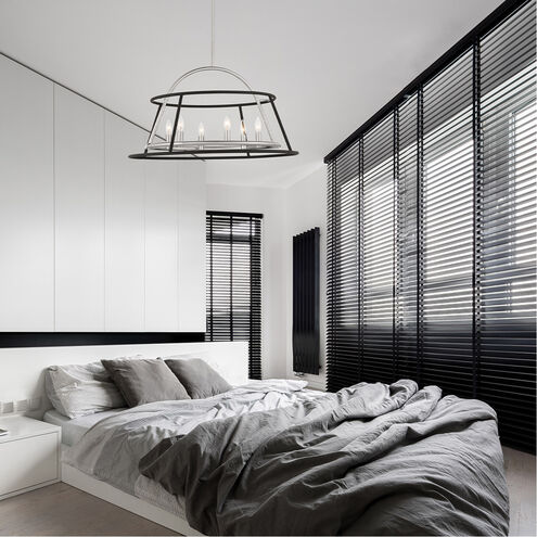 Campana 6 Light 3 inch Satin Nickel/black Chandelier Ceiling Light