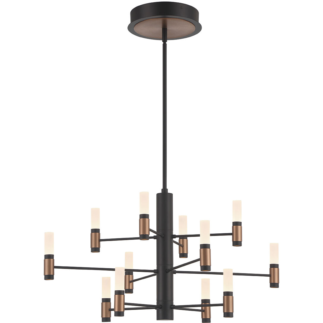 Albany LED 28.75 inch Brass and Black Chandelier Ceiling Light
