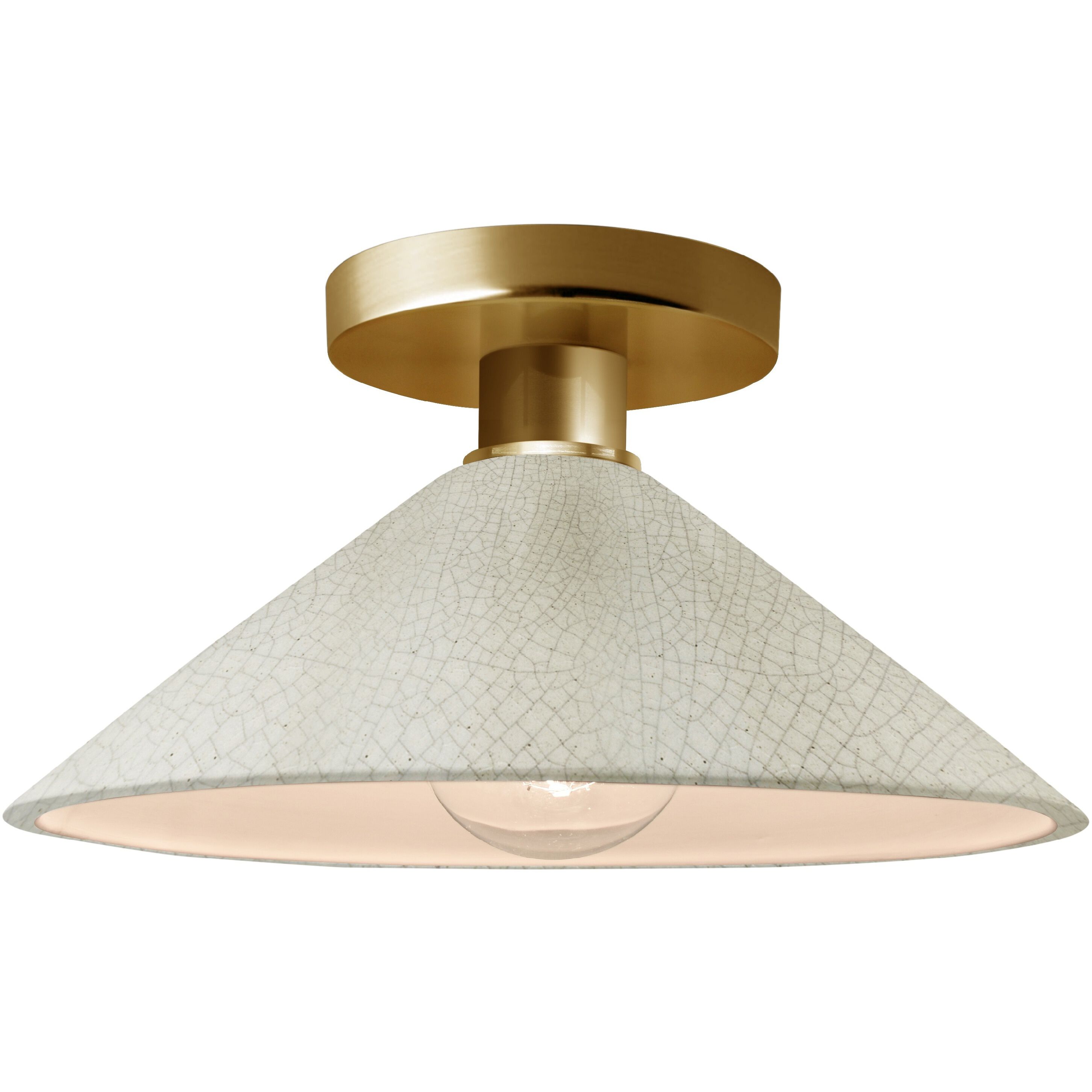 Radiance LED 11.75 inch White Crackle and Polished Brass Semi Flush Ceiling Light