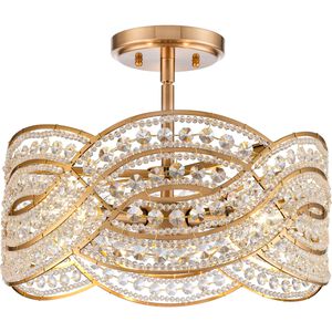 Anastasia 4 Light 15 inch Lacquered Gold Semi Flush Ceiling Light