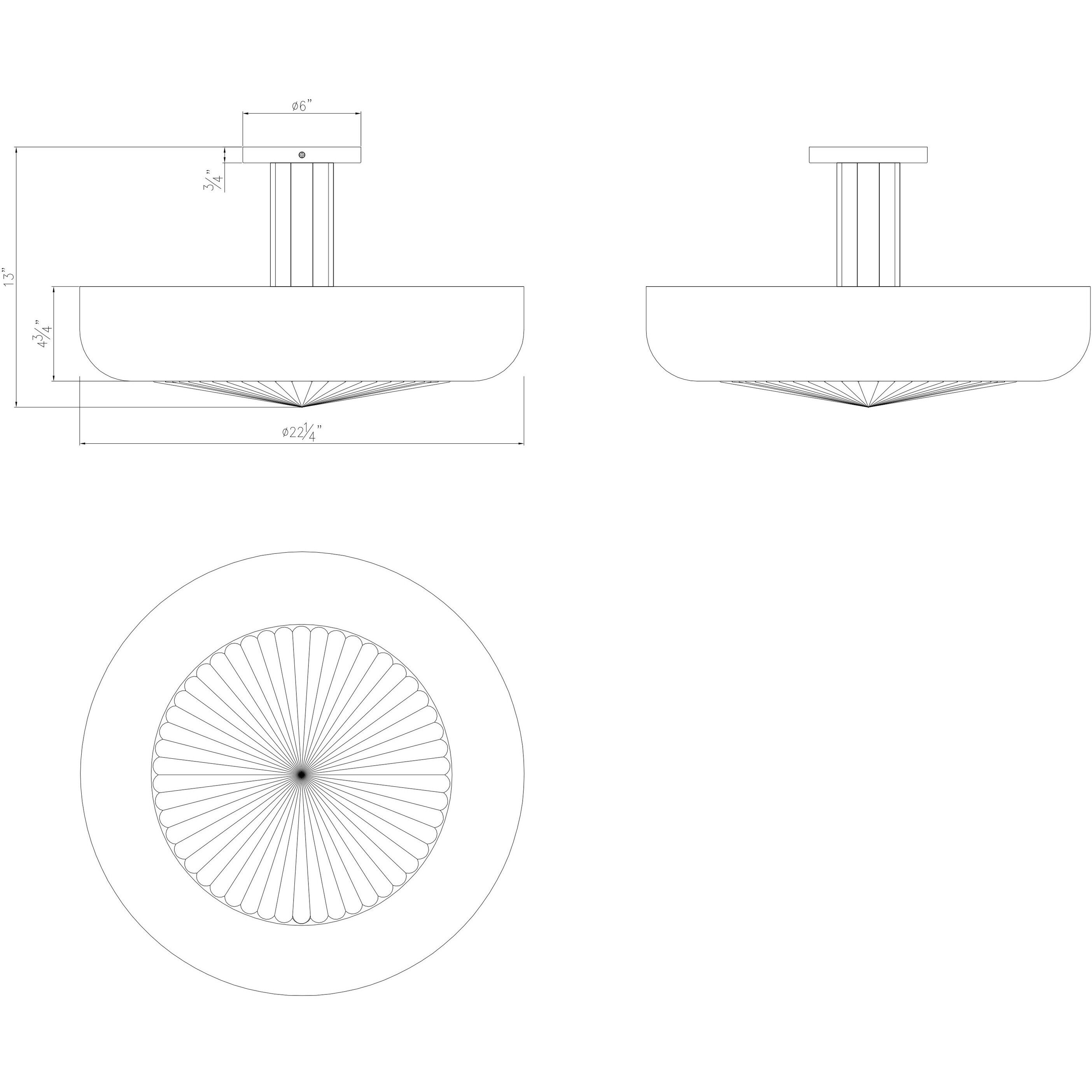 Macey LED 22.25 inch Antique Brass Semi-Flush Mount Ceiling Light