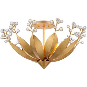 Callista 5 Light 24 inch Antique Gold Leaf Semi Flush Ceiling Light