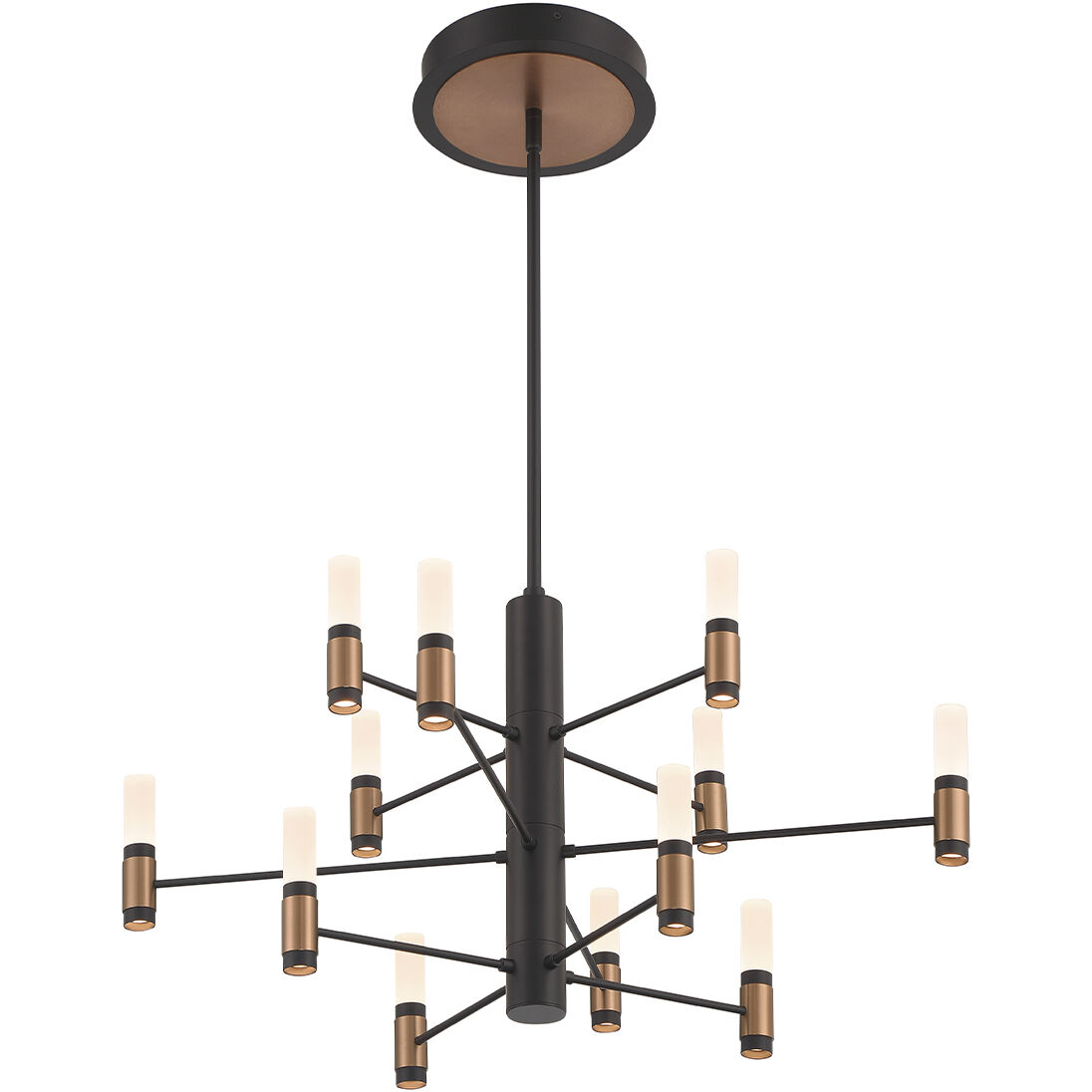 Albany LED 28.75 inch Brass and Black Chandelier Ceiling Light