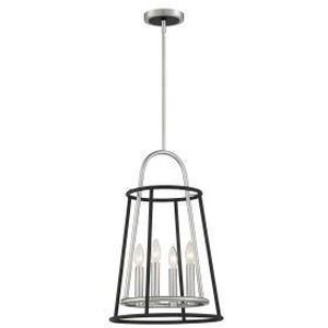 Campana 4 Light 14 inch Satin Nickel/black Chandelier Ceiling Light