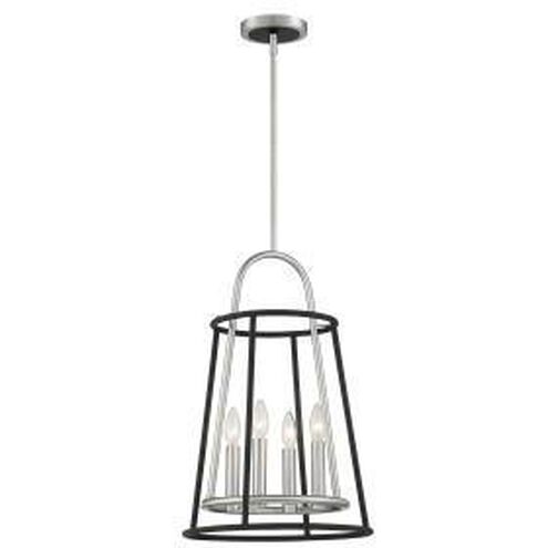 Campana 4 Light 14 inch Satin Nickel/black Chandelier Ceiling Light