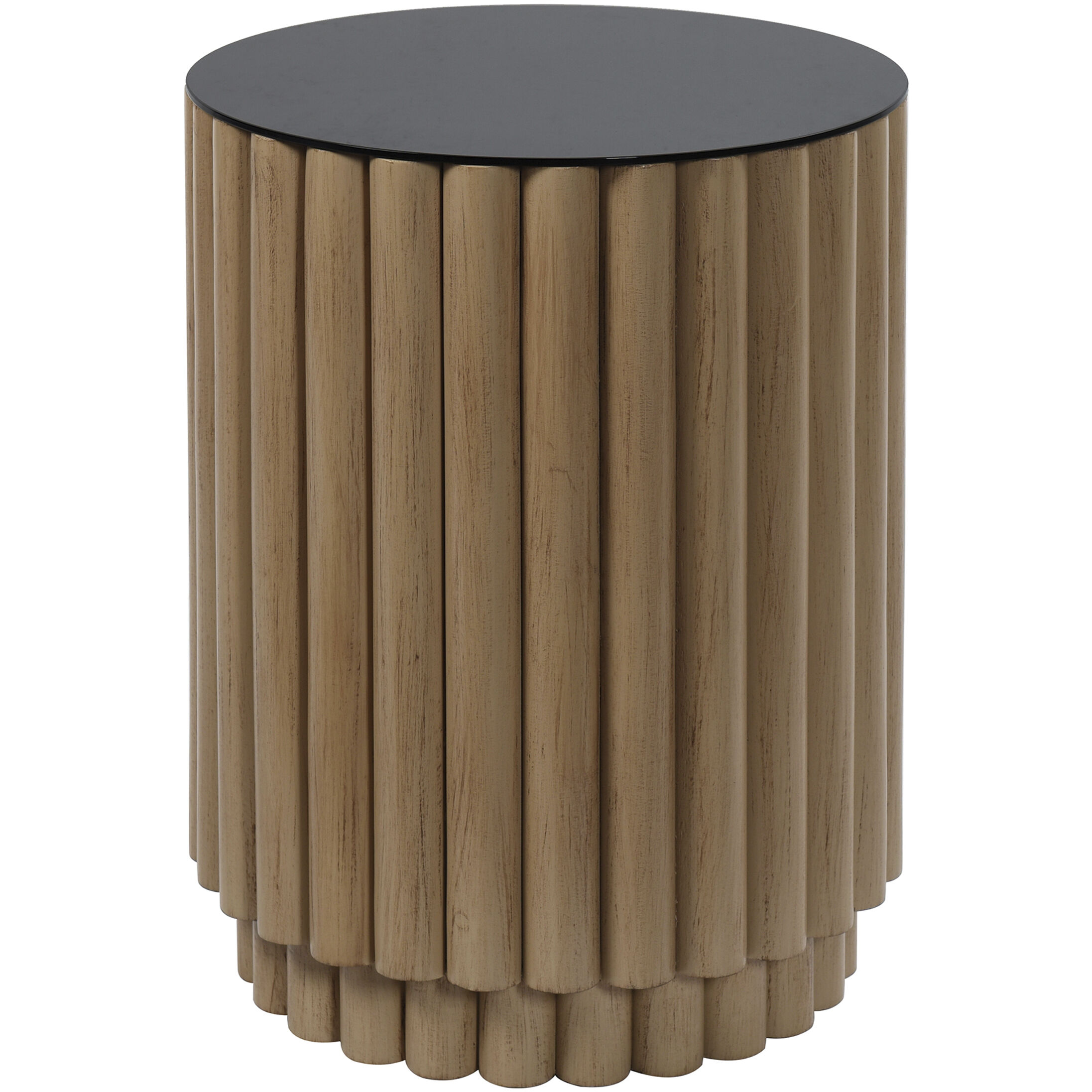 Fluted Barrel 17 inch Natural Stain Accent Table