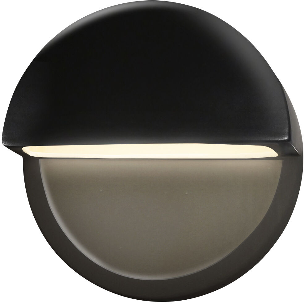 Ambiance LED 8 inch Gloss Black ADA Wall Sconce Wall Light, Closed Top Fixture, Dome