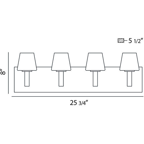 Anglo 4 Light 26 inch Chrome Vanity Light Wall Light
