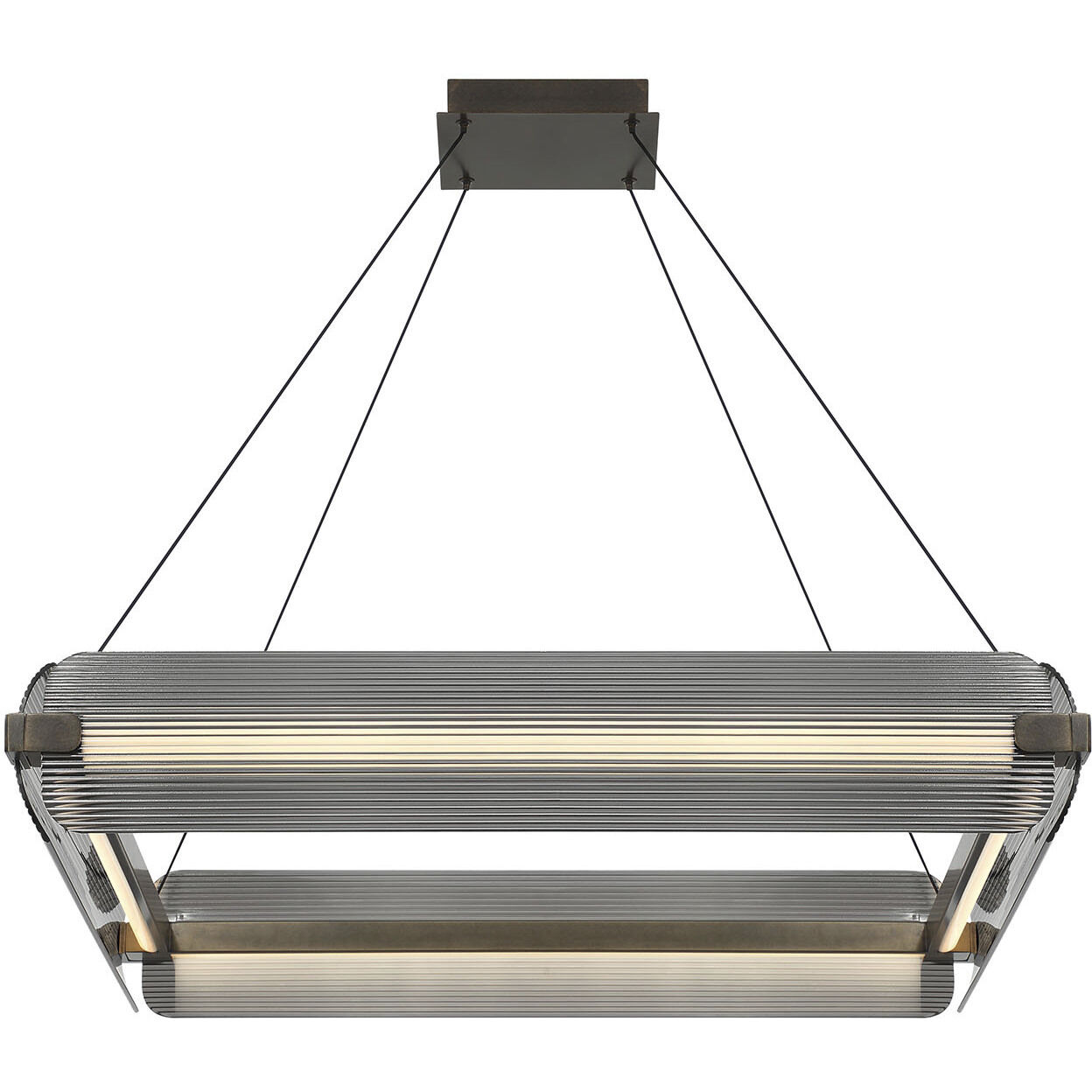 Neoness LED 34.25 inch Weathered Brass Chandelier Ceiling Light in Smoke