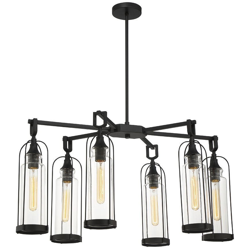 Yasmin 6 Light 20 inch Satin Black Outdoor Chandelier