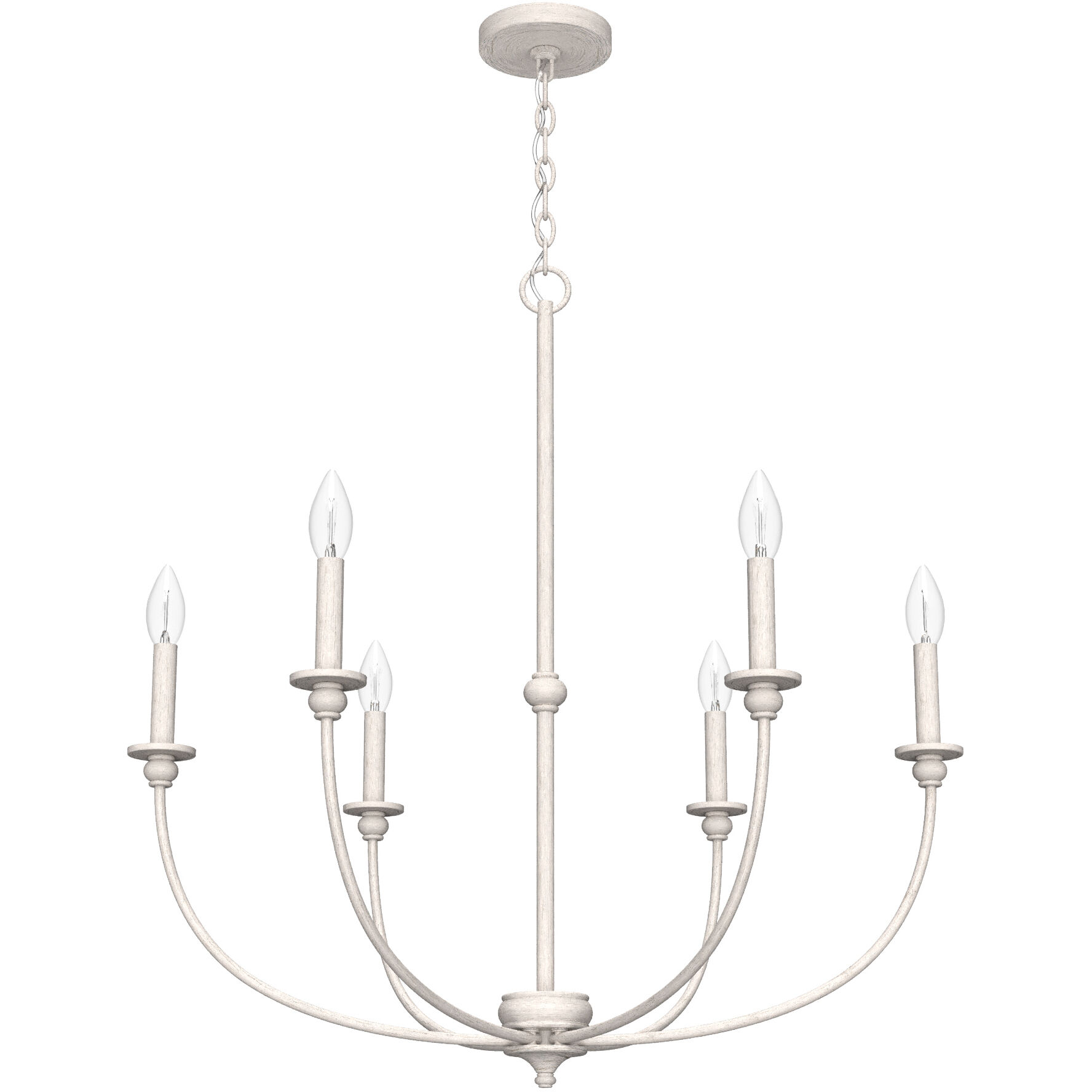 Southcrest 6 Light 30 inch Distressed White Chandelier Ceiling Light