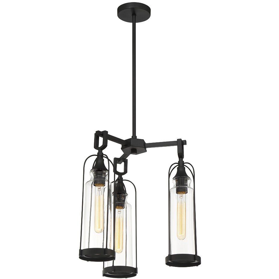 Yasmin 3 Light 18 inch Satin Black Outdoor Chandelier