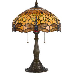 Tiffany 23 inch 60 watt Antique Brass Table Lamp Portable Light
