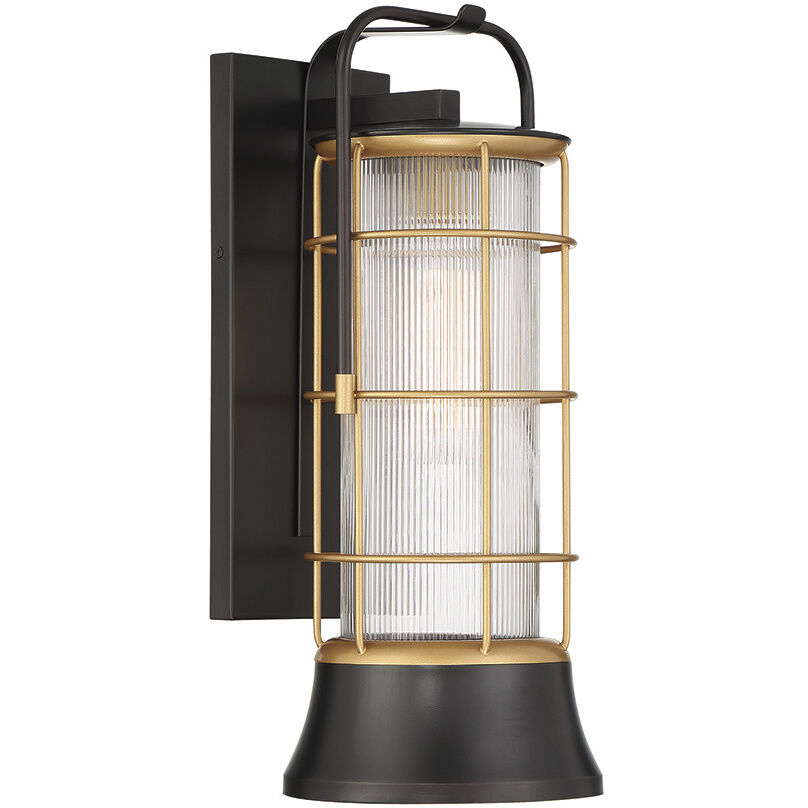Rivamar 1 Light 20.25 inch Gold and Black Outdoor Wall Lantern