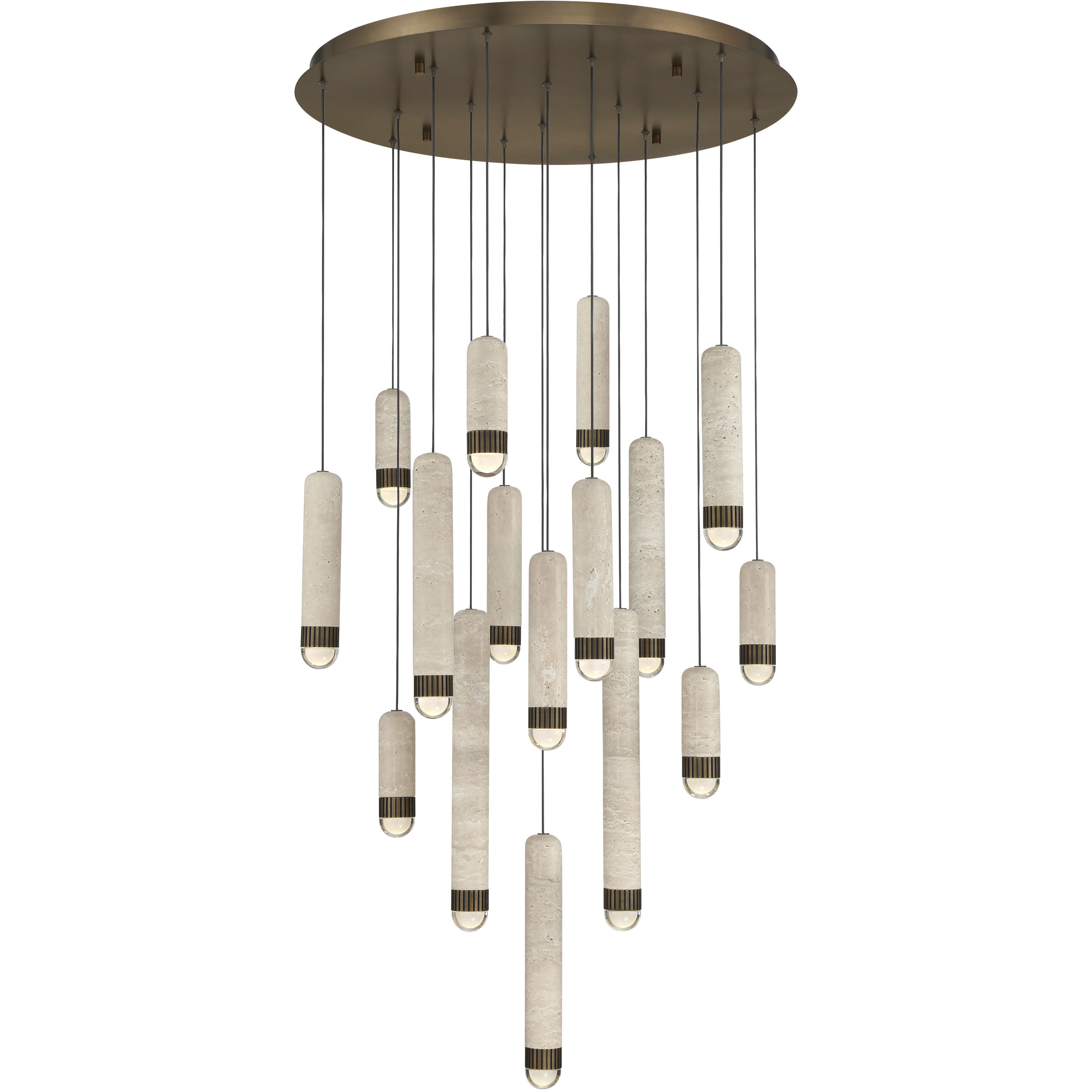 Cambre LED 32 inch Antique Brass Multi Drop Chandelier Ceiling Light