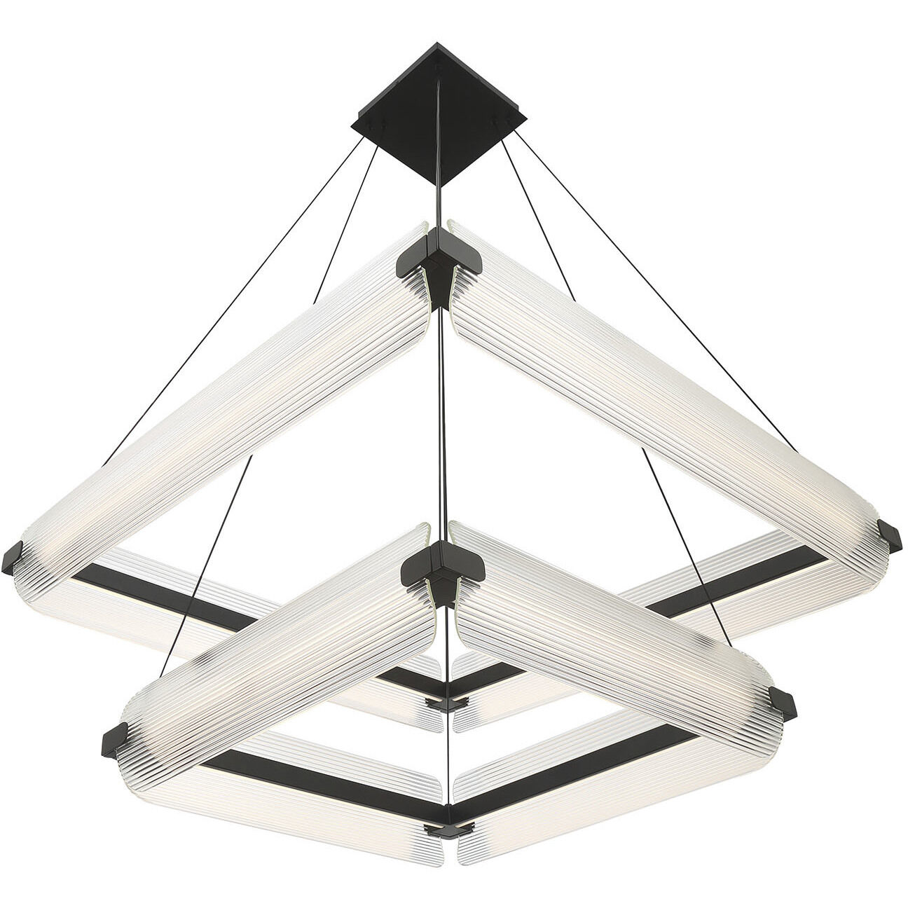Neoness LED 34.25 inch Matte Black Grand Chandelier Ceiling Light in Clear