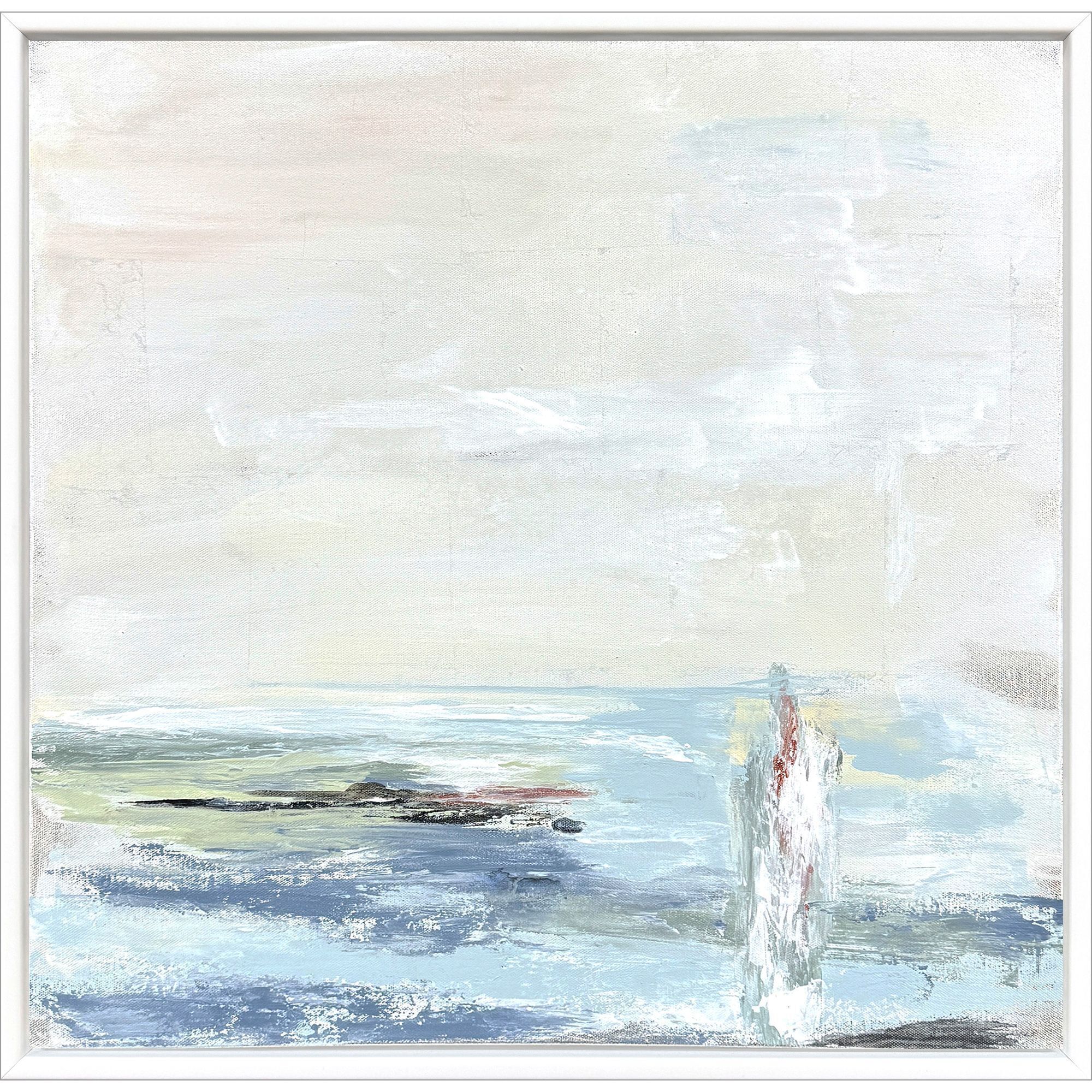 Calm Waters Blue and Green and Metallic and White Canvas, The Studio