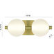 Palmas 2 Light 15 inch Gold Vanity Light Wall Light