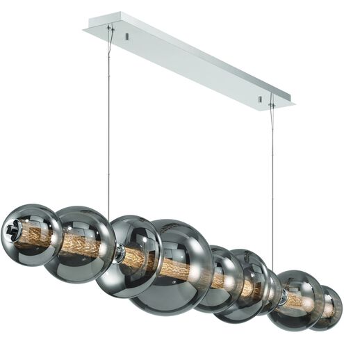 Atomo Linear Chandelier Ceiling Light in Chrome, Smoke