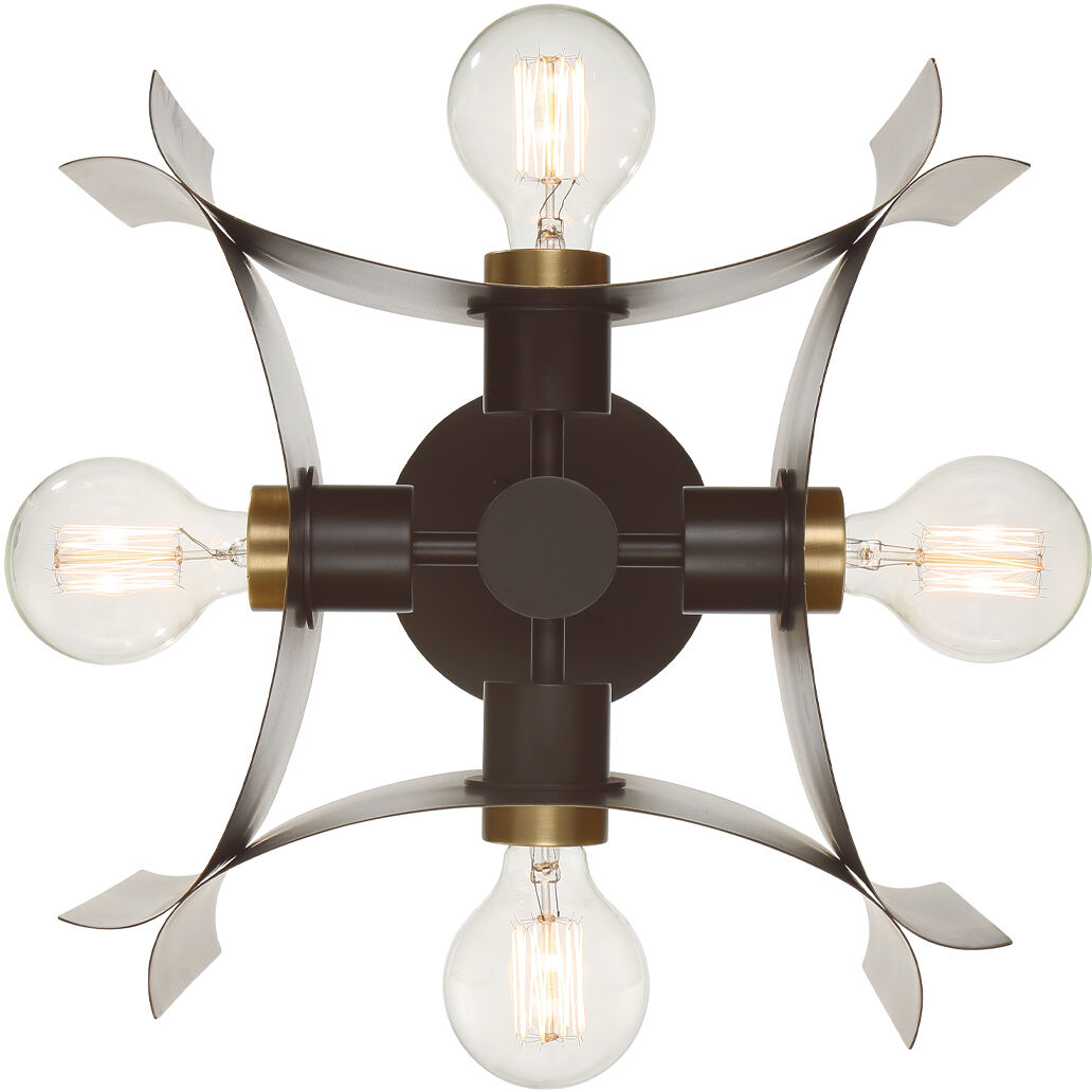 Metallo 4 Light 17 inch Bronze Semi Flush Mount Ceiling Light
