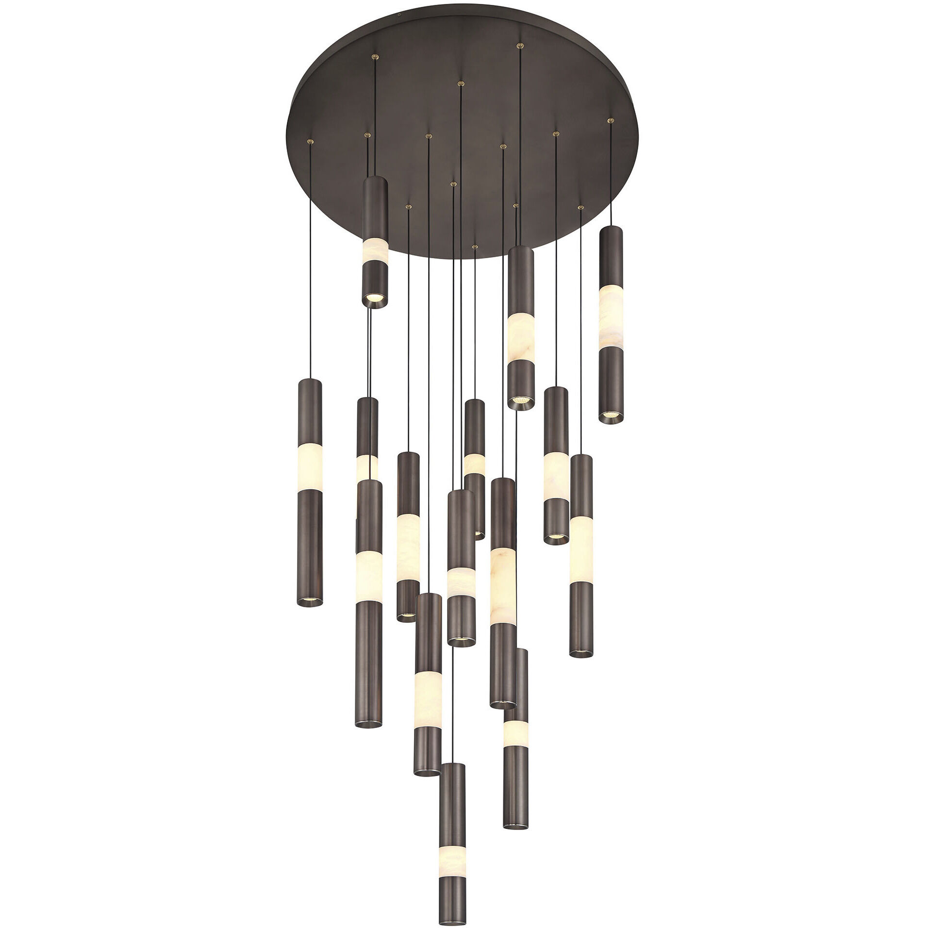 Ronda LED 32 inch Harlow Bronze Multi Drop Chandelier Ceiling Light