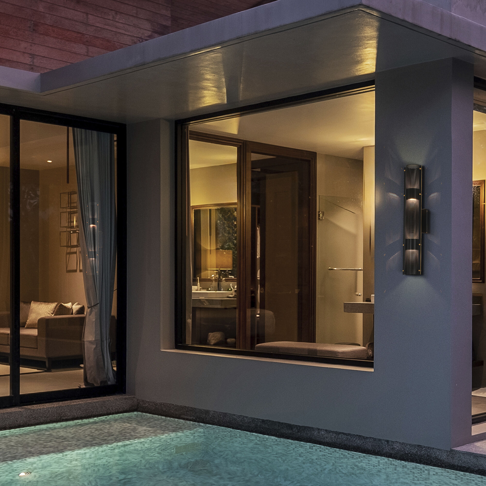 Westcliffe LED 23 inch Gold and Black Outdoor Wall Sconce, Both Indoor/Outdoor