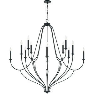 Bentley 12 Light 52 inch Black Iron Chandelier Ceiling Light