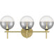 Iissa 3 Light 23.63 inch Gold Vanity Light Wall Light in Smoke