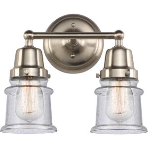 Aditi Small Canton 2 Light 13.25 inch Brushed Satin Nickel Bath Vanity Light Wall Light, Aditi