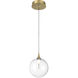 Iissa LED 6.25 inch Gold Pendant Ceiling Light in Clear