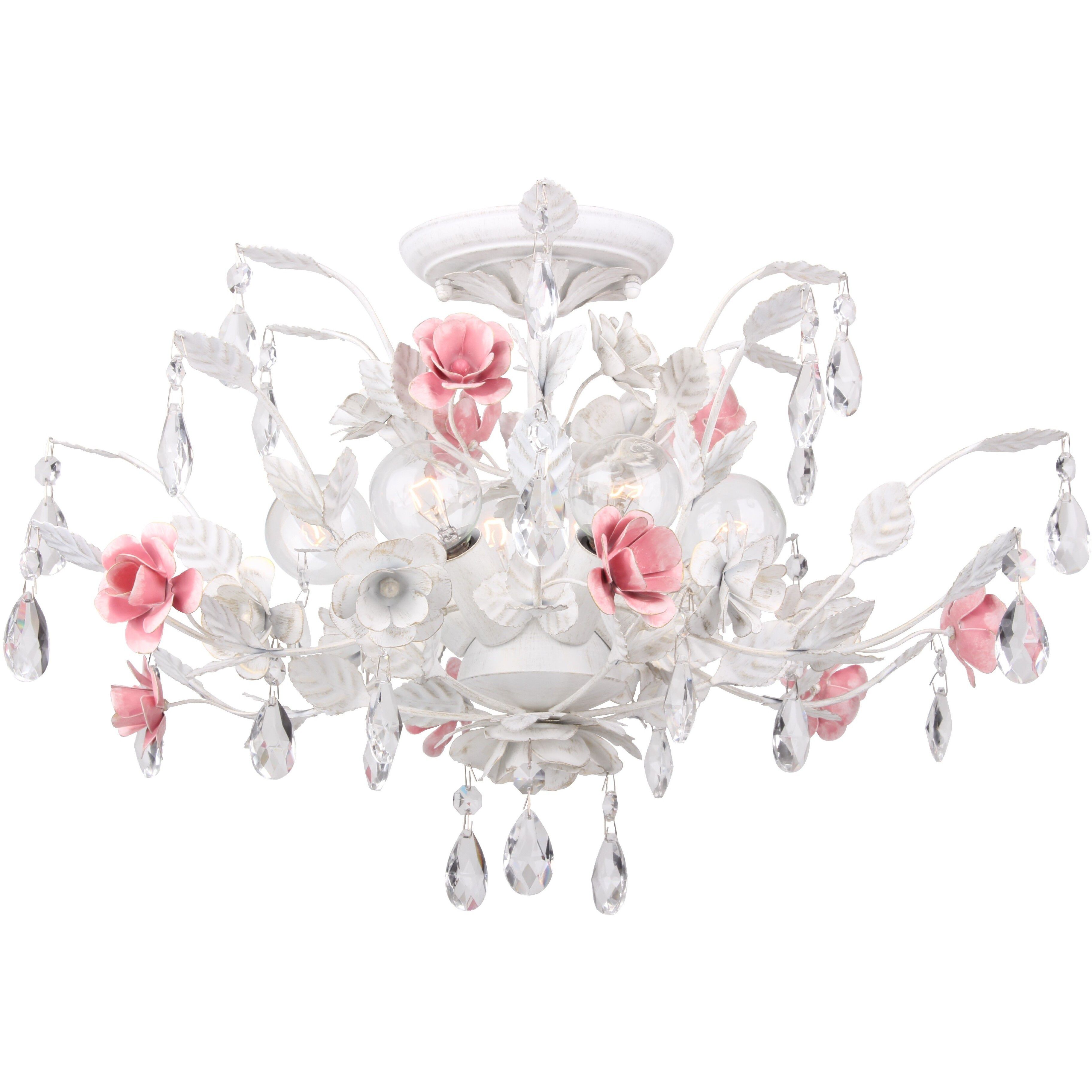 Lola 6 Light 20 inch Wet White Semi Flush Ceiling Light