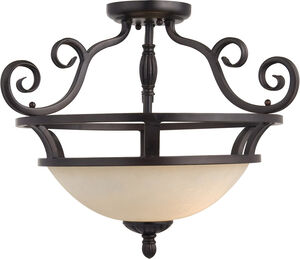 Manor 2 Light 20 inch Oil Rubbed Bronze Semi Flush Mount Ceiling Light