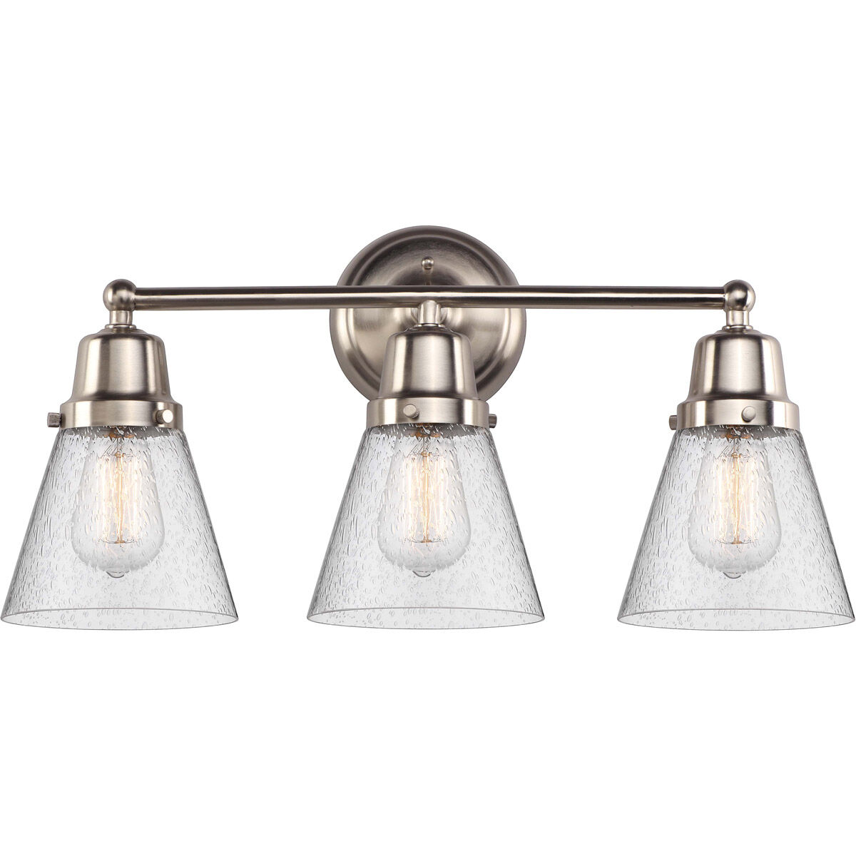 Aditi Small Cone 3 Light 22.25 inch Brushed Satin Nickel Bath Vanity Light Wall Light, Aditi