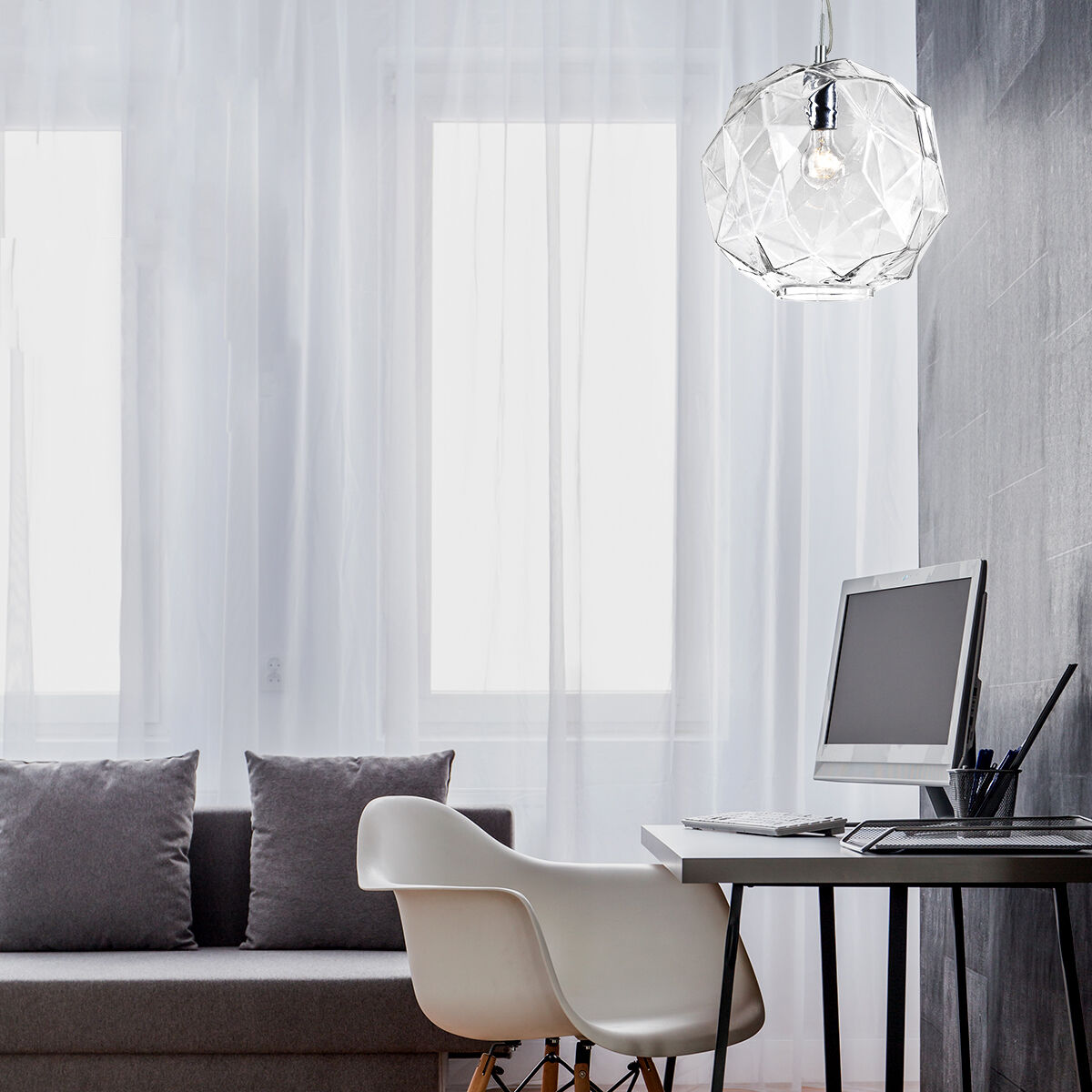 Studio 1 Light 12 inch Chrome Pendant Ceiling Light