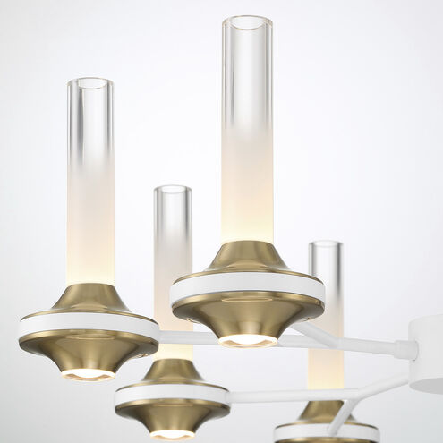 Torcia LED 24.5 inch White and Brass Chandelier Ceiling Light