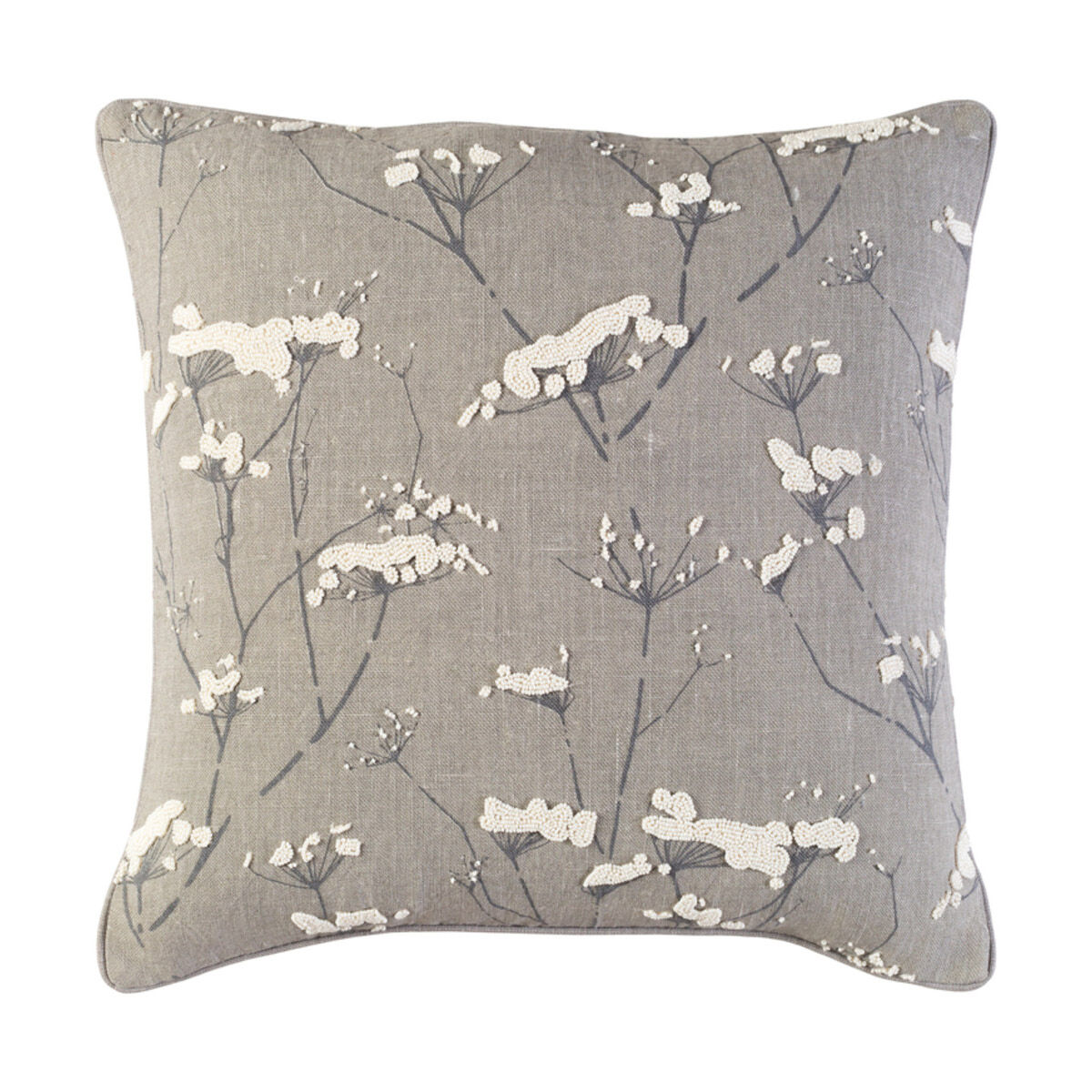 Enchanted 22 X 22 inch Taupe and Charcoal Throw Pillow