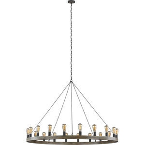 Sean Lavin Avenir 20 Light 60 inch Weathered Oak Wood / Antique Forged Iron Chandelier Ceiling Light