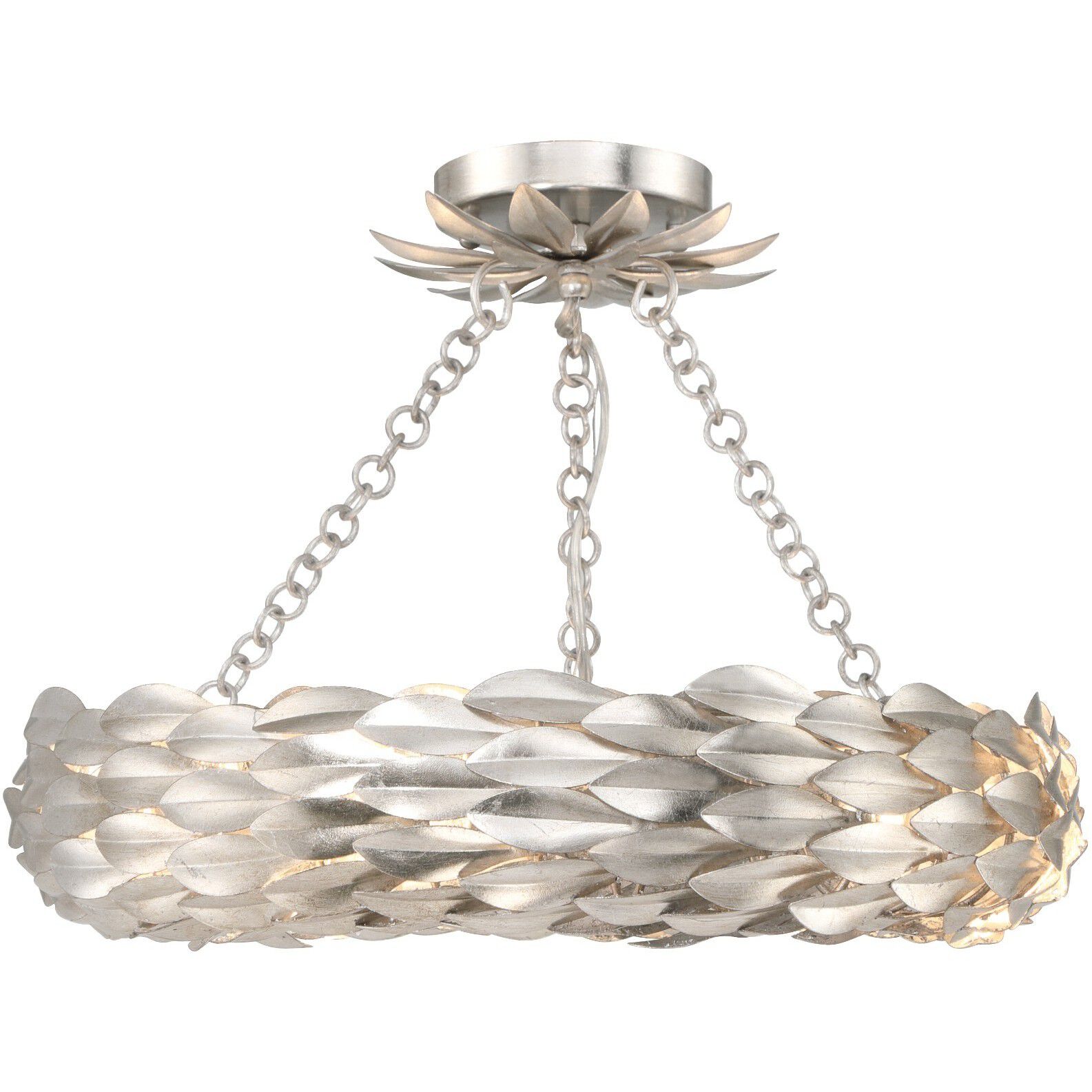 Broche 6 Light 18 inch Antique Silver Semi Flush Ceiling Light