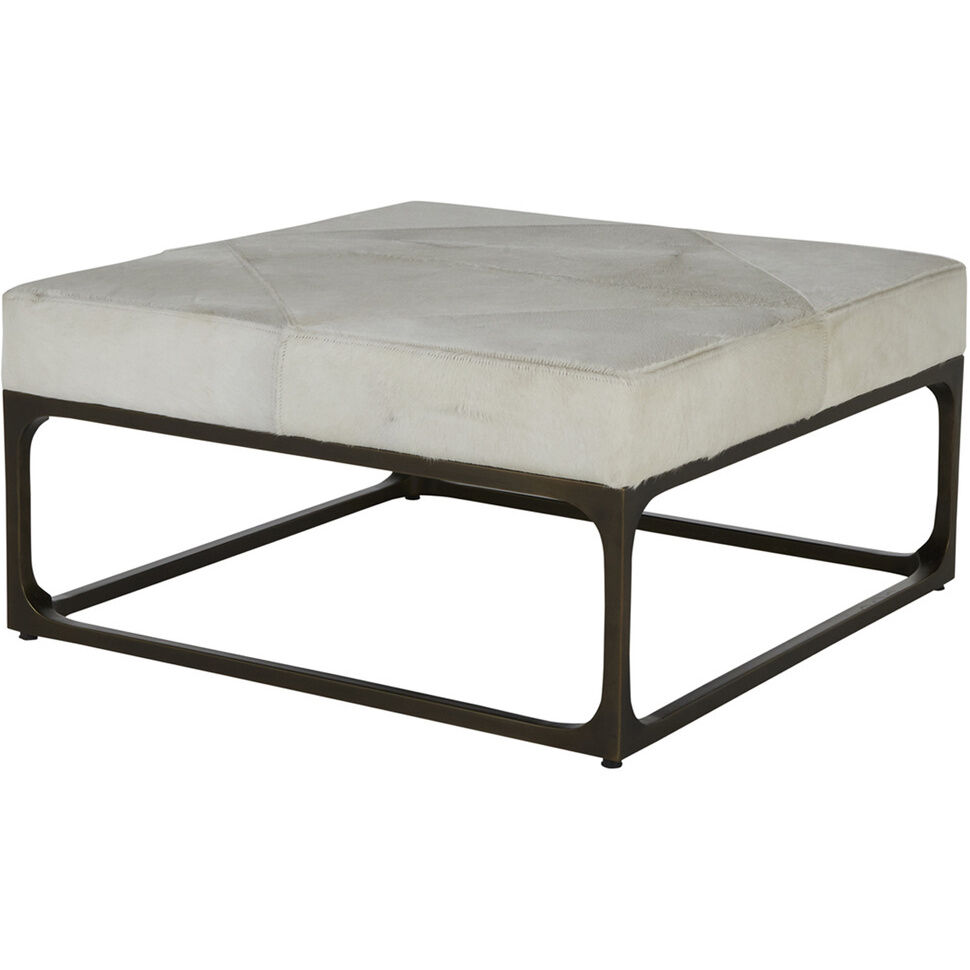 Melanie 18 inch Natural Ivory Hide / Antique Dark Bronze Ottomans Stool