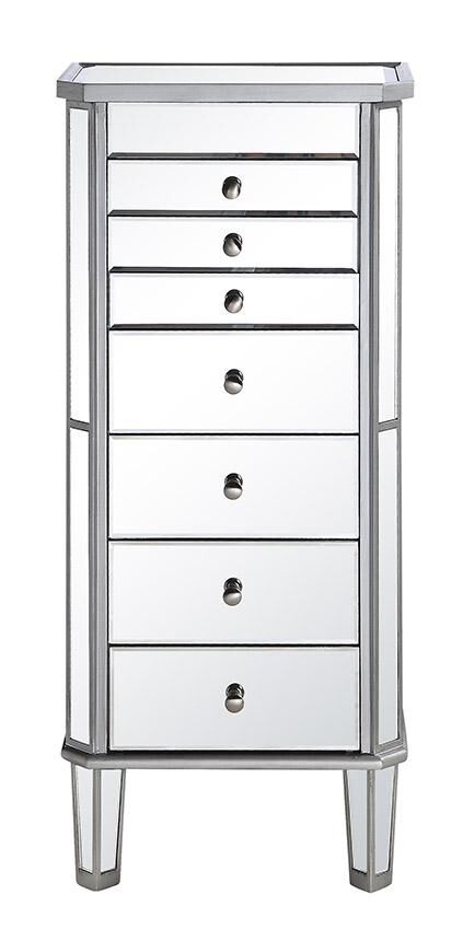 Contempo 41 inch Silver with Clear Mirror Jewelry Armoire