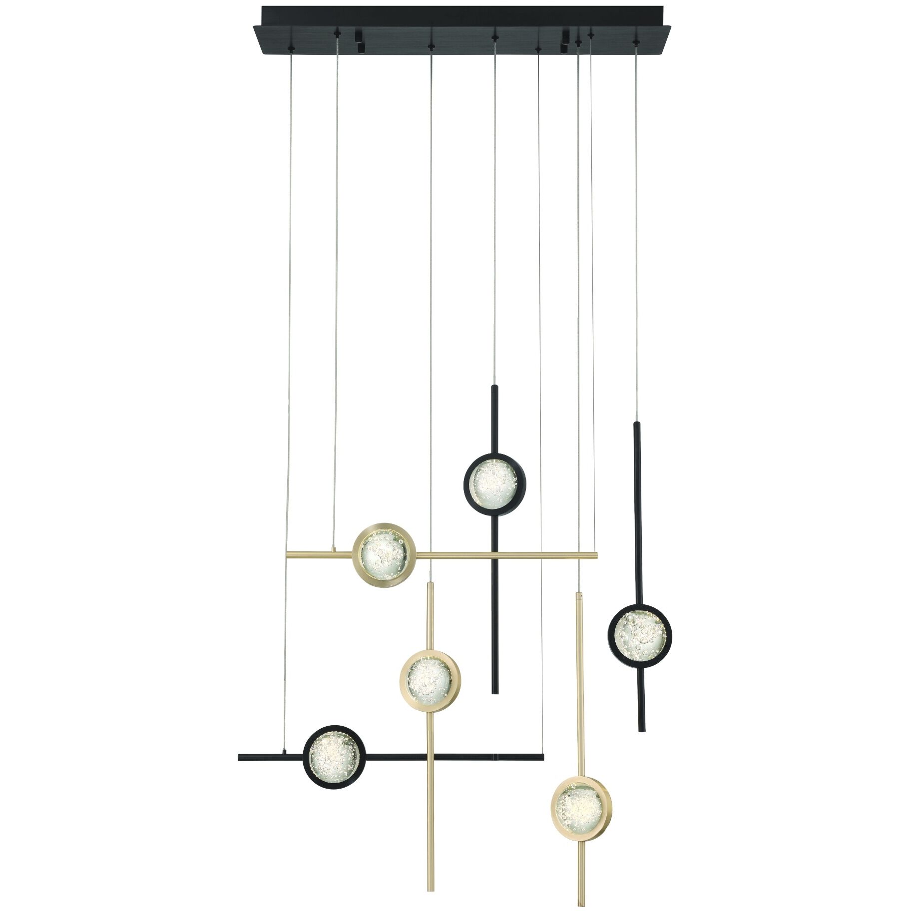 Barletta 6 Light 7.75 inch Gold and Black Chandelier Ceiling Light