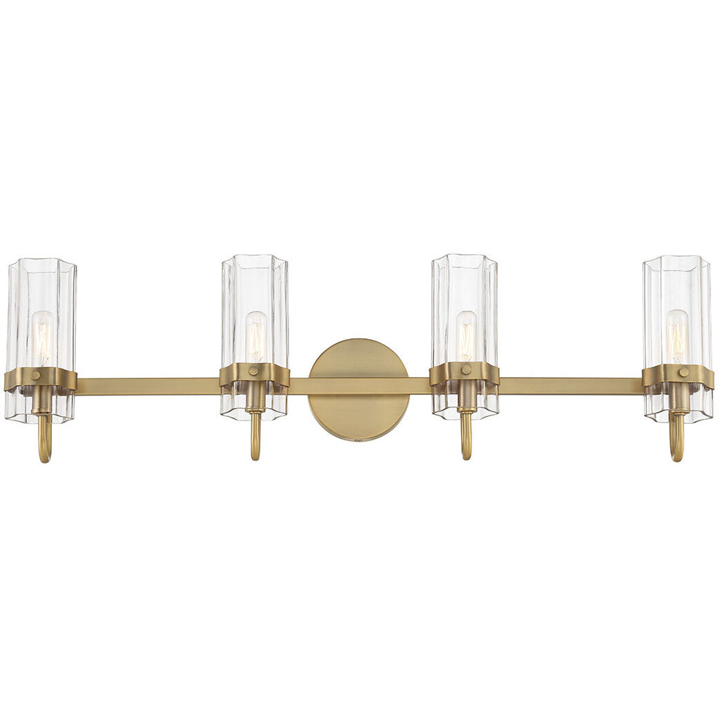 Brook 4 Light 31 inch Gold Vanity Light Wall Light