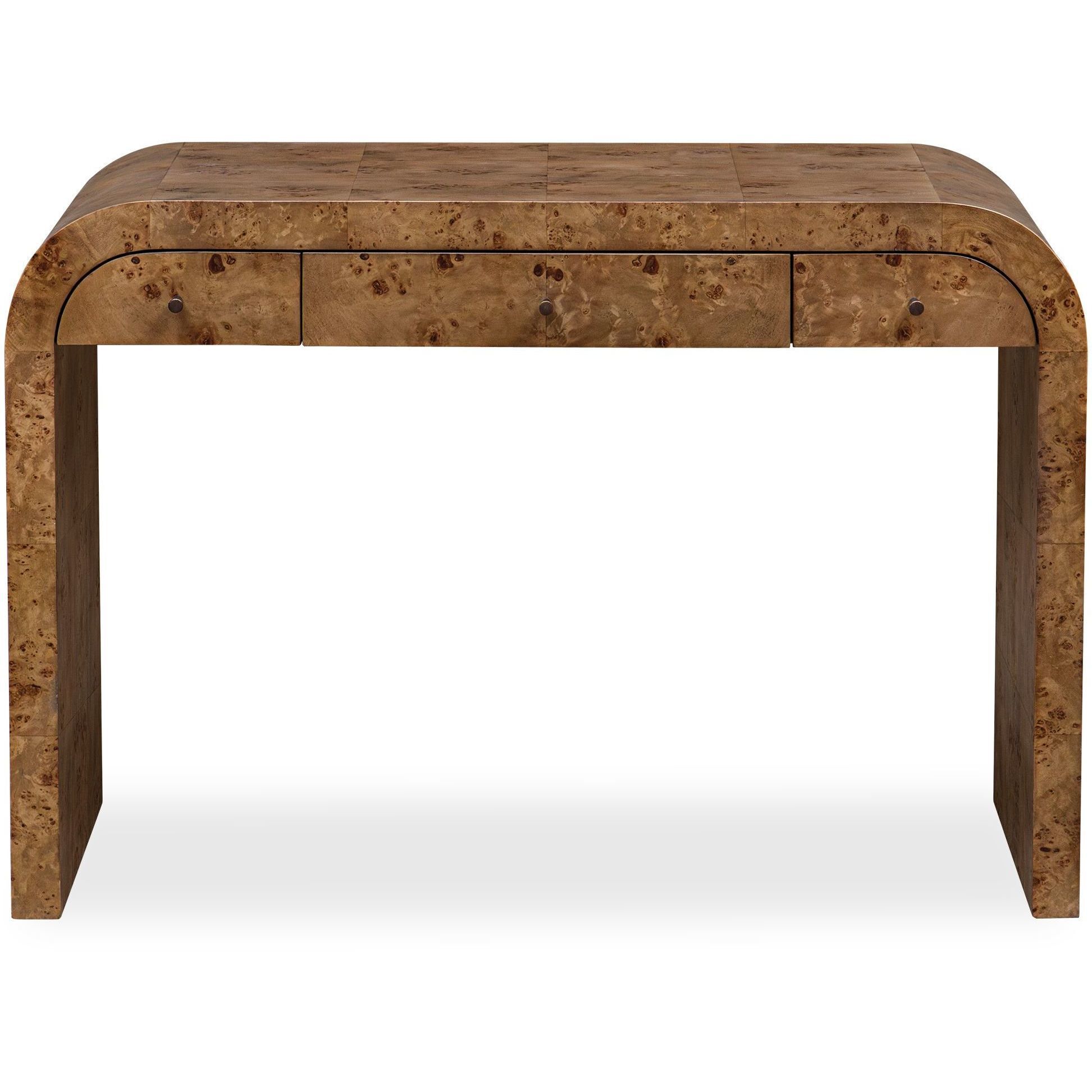 Rocco 44 inch Mappa Burl Veneer and Dark Bronze Desk