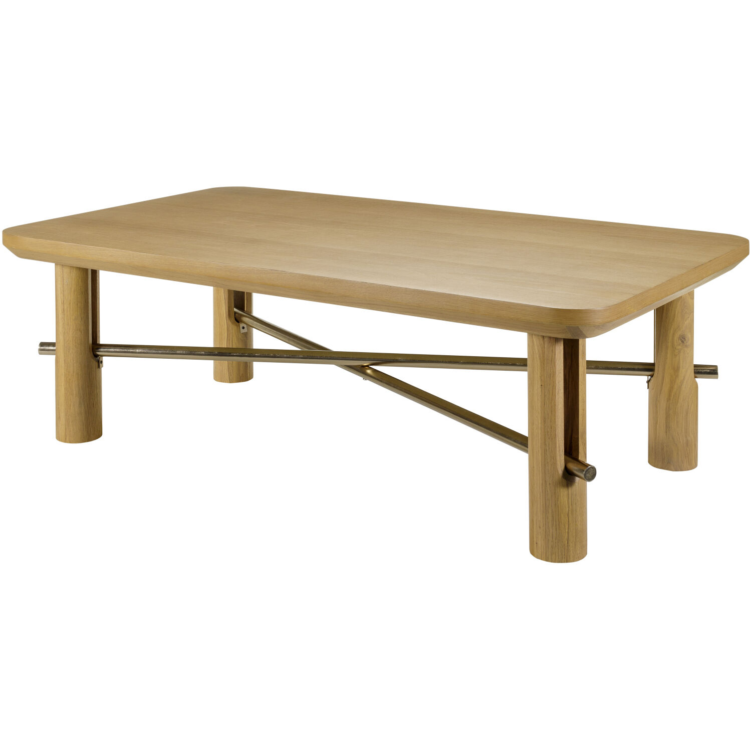 Valdo 50 X 28 inch Top: Brown; Base: Metallic - Brass Coffee Table