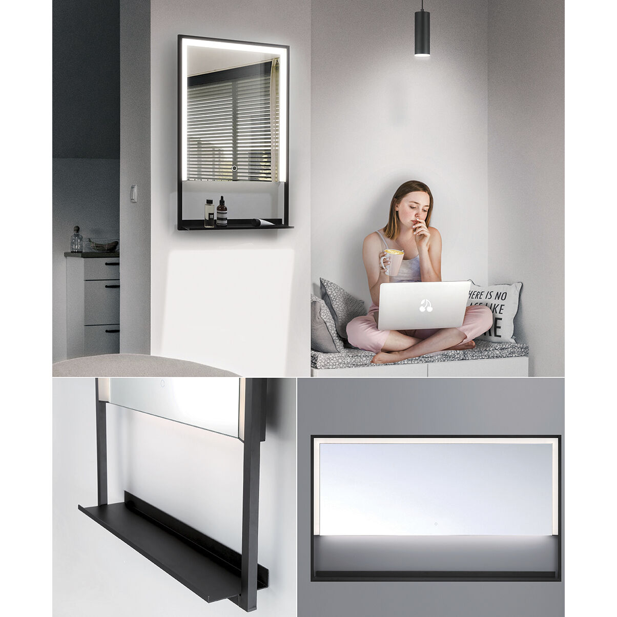 Sayora 32 X 20 inch Black Mirror, Small