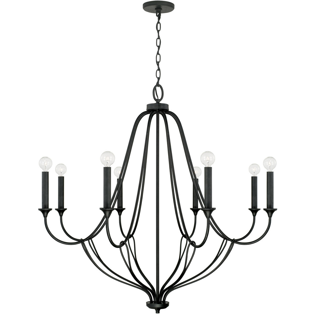 Bentley 8 Light 38 inch Black Iron Chandelier Ceiling Light