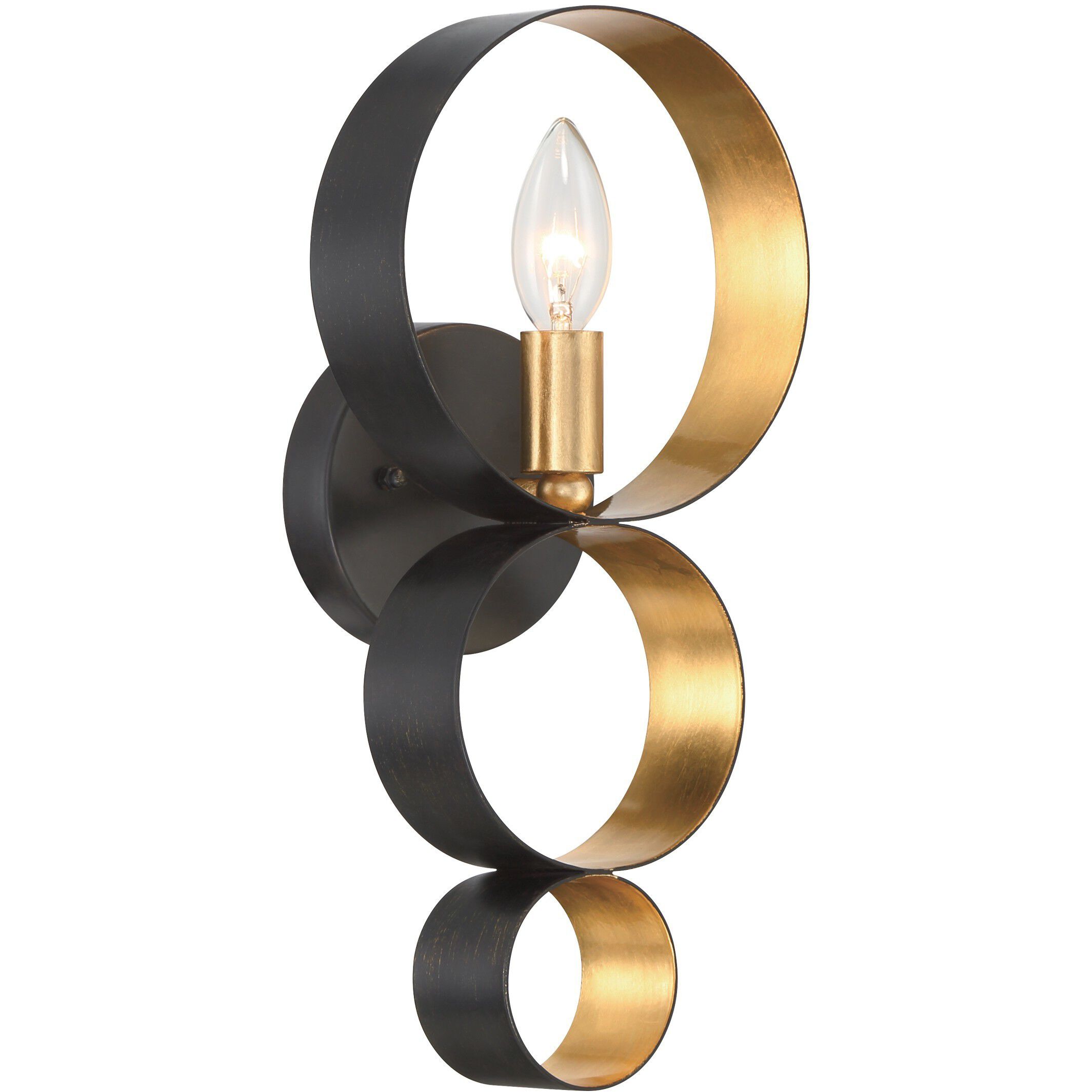 Luna Bath Sconce Wall Light in English Bronze and Antique Gold