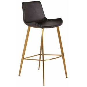 Hines 40.25 inch Charcoal Brown Leather / Stainless Gold Bar Counter Stool