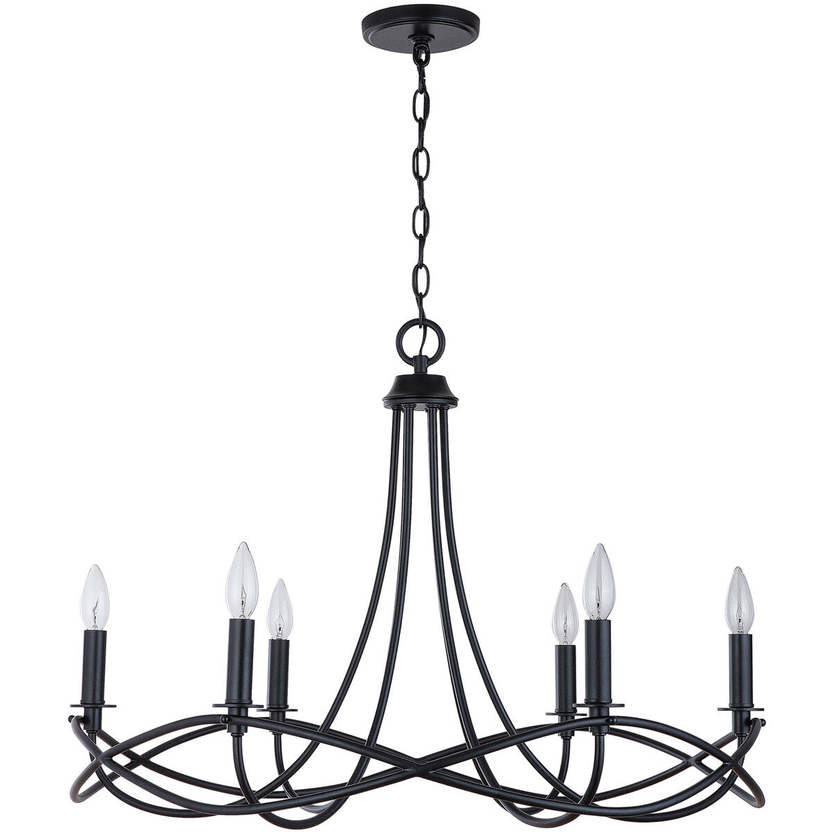 Sonnet 6 Light 29.5 inch Matte Black Chandelier Ceiling Light