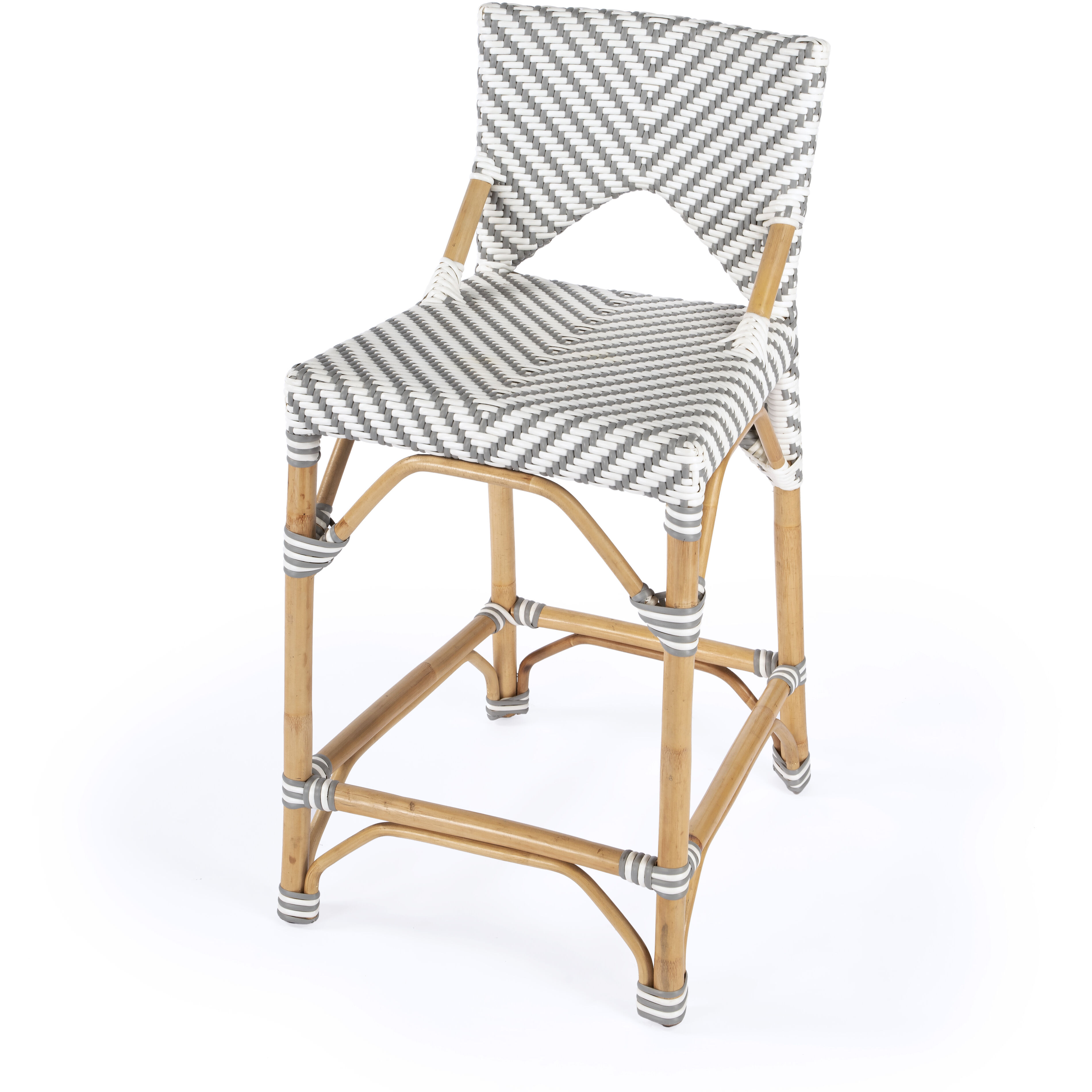 Creanly Rattan 25" Counter Stool in Gray